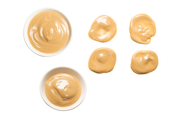 Mushroom sauce splashes isolated on white background.