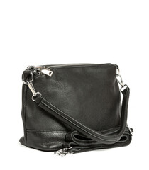 Classic fashion black leather women's bag on a white background