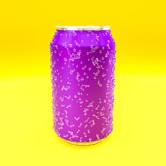 purple soft drink can with condensation