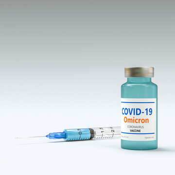 syringe and vial of vaccine for omicron variant of covid-19.