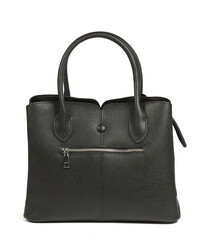 Classic fashion black leather women's bag on a white background