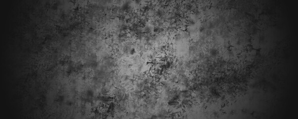 Obraz premium Black Concrete Cement Defocused Background with Dark Gray Cracks and Crumpled Wrinkles 