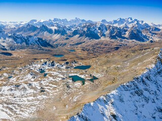 Mountain view in Ecrins national park from Col Des Muandes, France