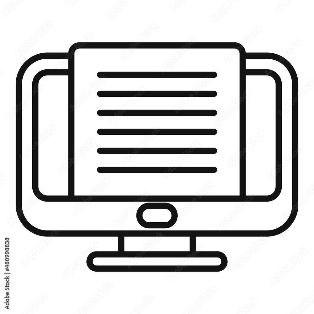 Poster monitor message icon outline vector. note text