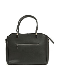 Classic fashion black leather women's bag on a white background