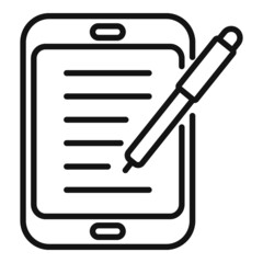 Tablet writing icon outline vector. Write message