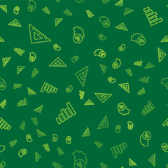 Set line Triangular ruler, Graph, schedule, chart, diagram and Function mathematical symbol on seamless pattern. Vector