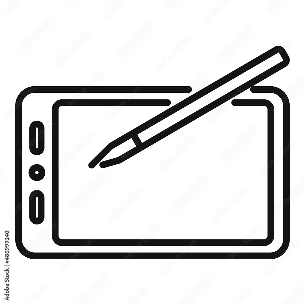 Poster writing tablet icon outline vector. write text