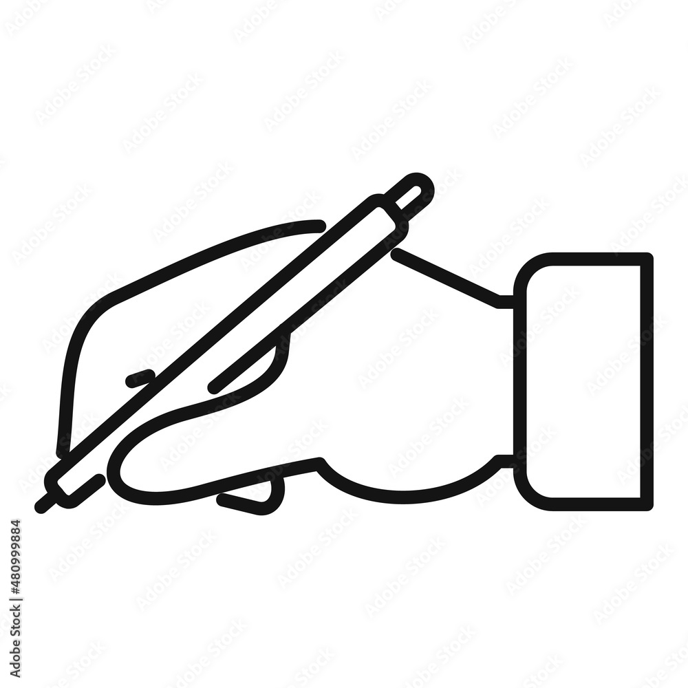 Poster writing hand icon outline vector. write paper