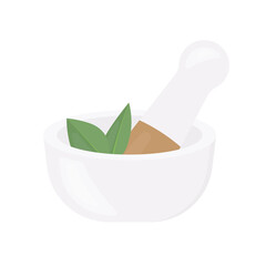 mortar with herbs and peste icon -vector illustration