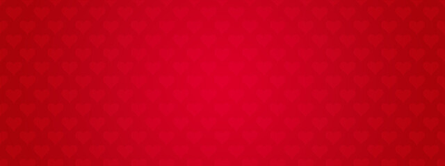 Bandeau avec un fond dégradé rouge avec des motifs en forme de coeur - Texture Saint-Valentin