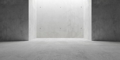 Abstract empty, modern concrete walls room with indirect ceiling light opening in the back - industrial interior background template