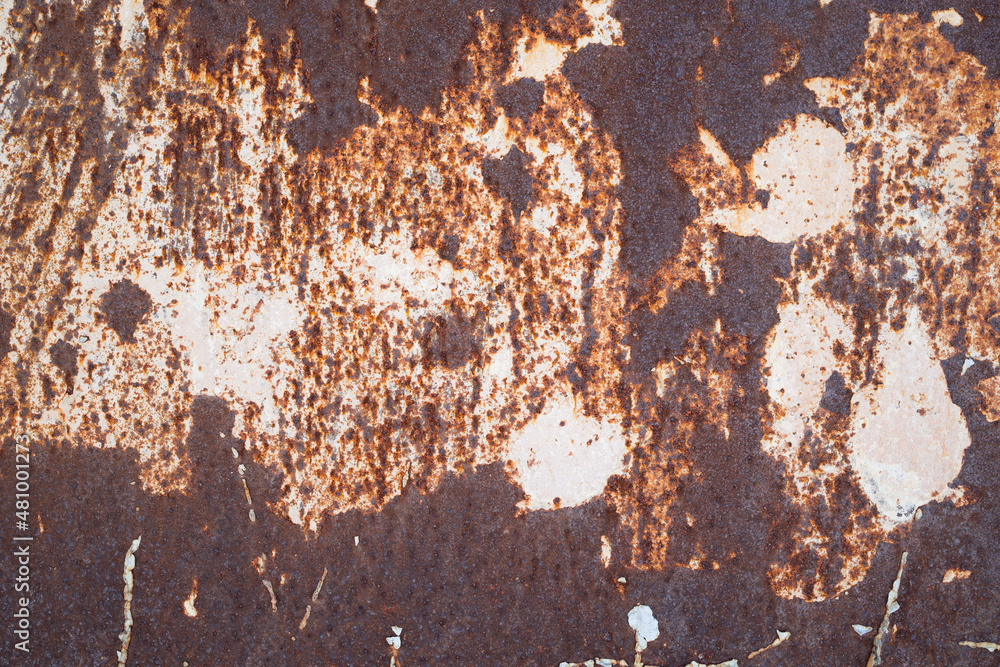 Poster scratched surface with paint and rust . metal rusty texture