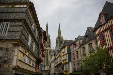 Fototapeta na wymiar Street view on the town of Quimper