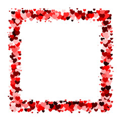 Red heart square frame with space for text. Background for Valentine's Day or Weddings and Mother's Day