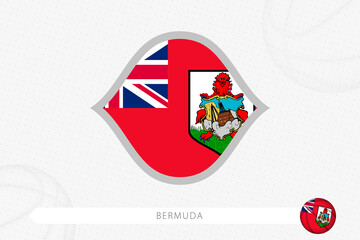 Bermuda flag for basketball competition on gray basketball background.