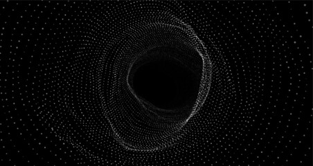 Abstract wireframe tunnel. Vector wormhole. 3D portal grid. Futuristic fantasy funnel. - obrazy, fototapety, plakaty