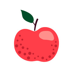 Apple fruit icon isolated vector illustration, color drawing, symbol. Red Apple. Flat Design  Of A Red Apple On White Background.