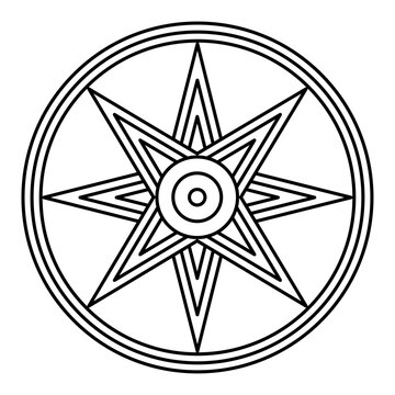 Symbol of the Star of Ishtar or Inanna, also known as Star of Venus. Usually depicted with eight points, symbol of ancient Sumerian goddess Inanna and her East Semitic counterpart Ishtar. Illustration