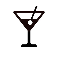Martini vector black icon. Glass with martini symbol.