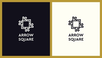Abstract Arrow Square Logo Design. Unique Outline Illustration Editable. Creative Vector based Icon Template.