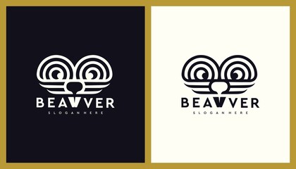 Beaver Logo Design. Unique Outline Illustration Editable. Creative Vector based Icon Template.