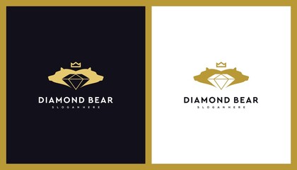 Diamond Bear Logo Design. Unique Illustration Editable. Creative Vector based Icon Template.