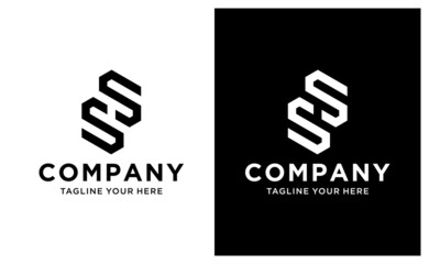 SHS, Abstract initial monogram letter alphabet logo design vector template. on a black and white background.