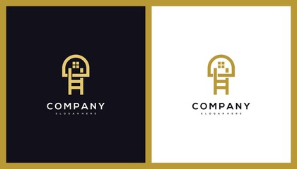 Home Stair Logo Design.  Unique Illustration Editable. Creative Vector based Icon Template.