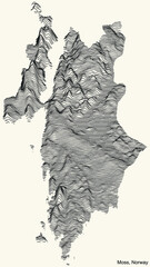 Fototapeta premium Topographic relief map of the city of MOSS, NORWAY with black contour lines on vintage beige background