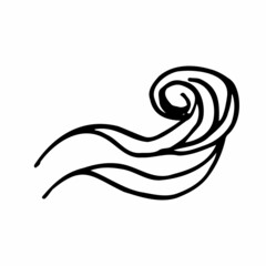 Ocean, sea doodle waves vector illustration flat simple lines, icons, symbol