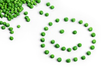 Fresh appetizing pea with green leaf