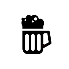 Beer glass isolated icon.  beer black vector icon. Glass or cup with beer isolated.