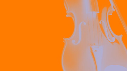 Violin silhouette isolated on orange  background and texture
