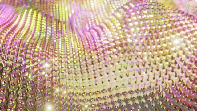 Abstract 3d animation of rows of sparkling crystal glass balls. 4k movie