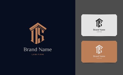 pillar logo letter DS with business card vector illustration template