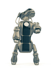 cyber dog cartoon standing up front view