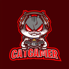 Cat Gamer mascot logo cartoon