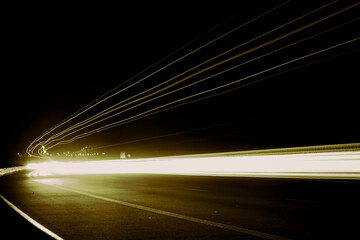 lights of cars with night. abstraction of light trails