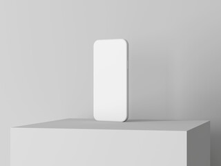 White Clay Smartphone mockup on white cube