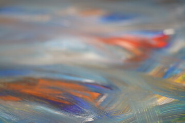 Farbverlauf in ungenauen organischen Formen als abstrakter Hintergrund für kreative, frische, fröhliche Themen mit orange, blau, beige und weiß