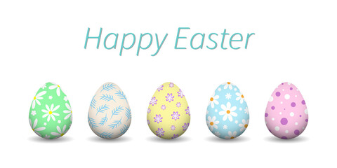 Set of Easter eggs collection on White background