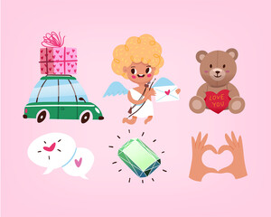 Collection of images for Valentines day greeting cards vector illustrations for holiday designs