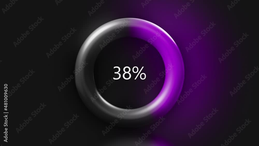 Poster ring with loading percent charge. motion. loading percentages of charging or process on device. back