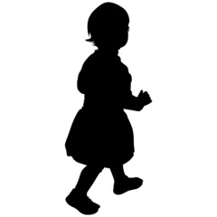silhouette of little girl in skirt and sandals