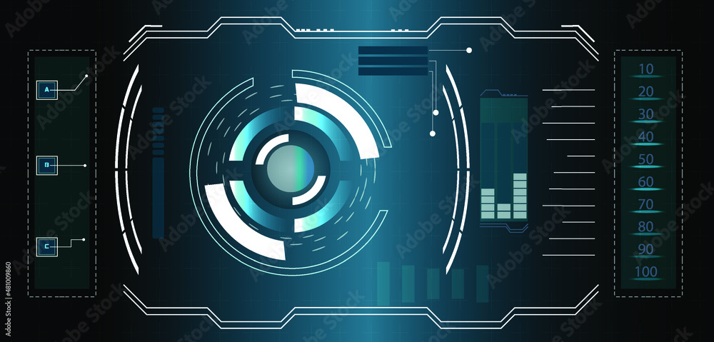 Poster abstract technology communication design innovation concept background. hud interface screen design.