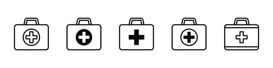 Obraz premium First aid box line icon, medical briefcase icon vector isolated
