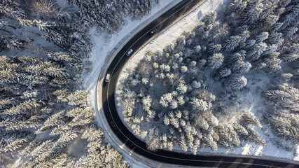 Bent road in the mountais 