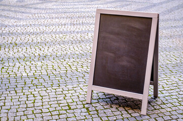 typical blank black board at a restaurant