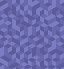 Kleurentrend van 2022 zeer peri. Naadloze 3D kubus vorm patroon achtergrond. Ontwerptextuurelementen voor spandoek, sjabloon, kaart, omslag, poster, achtergrond, tegel, muur. Vector illustratie.